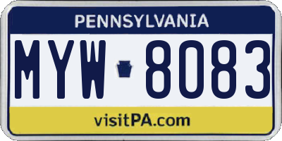 PA license plate MYW8083