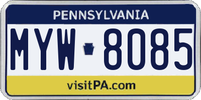 PA license plate MYW8085