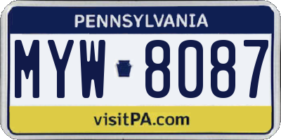 PA license plate MYW8087