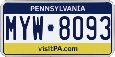 PA license plate MYW8093
