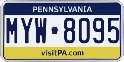 PA license plate MYW8095