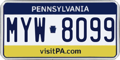PA license plate MYW8099