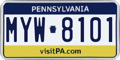PA license plate MYW8101