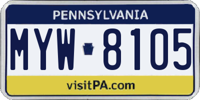 PA license plate MYW8105