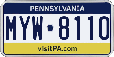 PA license plate MYW8110