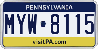 PA license plate MYW8115