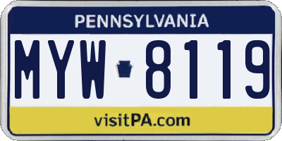 PA license plate MYW8119