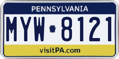 PA license plate MYW8121