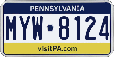 PA license plate MYW8124
