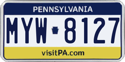PA license plate MYW8127