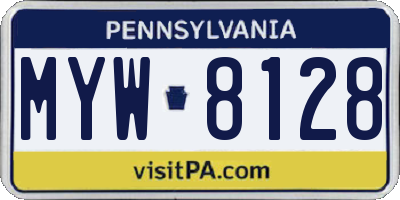 PA license plate MYW8128