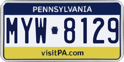 PA license plate MYW8129