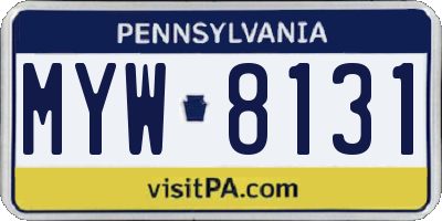 PA license plate MYW8131