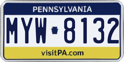 PA license plate MYW8132
