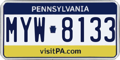 PA license plate MYW8133