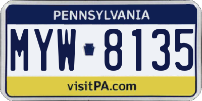 PA license plate MYW8135