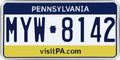PA license plate MYW8142