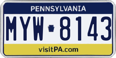 PA license plate MYW8143