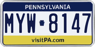 PA license plate MYW8147