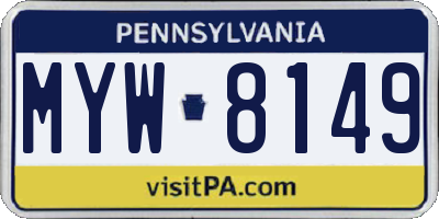 PA license plate MYW8149