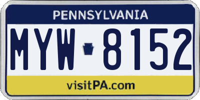 PA license plate MYW8152