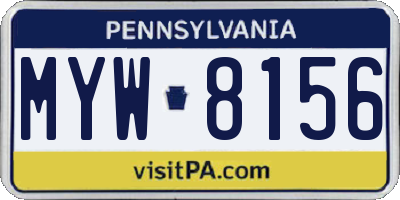PA license plate MYW8156