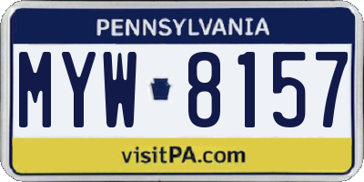 PA license plate MYW8157