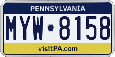 PA license plate MYW8158
