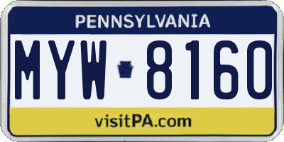 PA license plate MYW8160