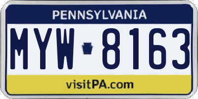 PA license plate MYW8163