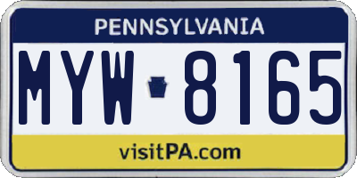 PA license plate MYW8165