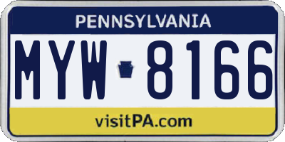 PA license plate MYW8166