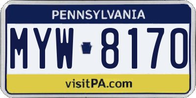 PA license plate MYW8170