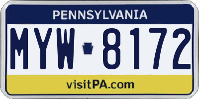 PA license plate MYW8172