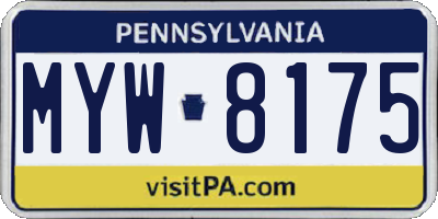 PA license plate MYW8175