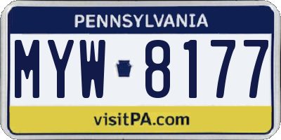 PA license plate MYW8177