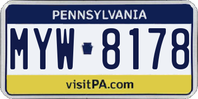 PA license plate MYW8178