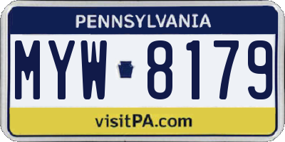 PA license plate MYW8179