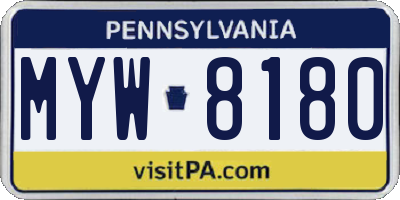 PA license plate MYW8180