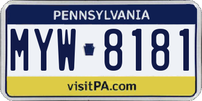 PA license plate MYW8181