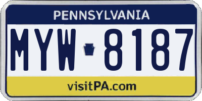 PA license plate MYW8187