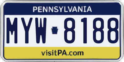 PA license plate MYW8188
