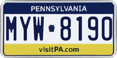 PA license plate MYW8190