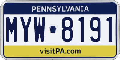 PA license plate MYW8191