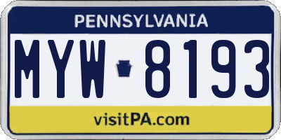 PA license plate MYW8193