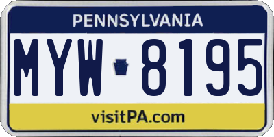 PA license plate MYW8195