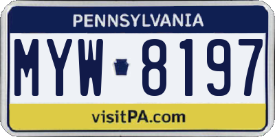 PA license plate MYW8197