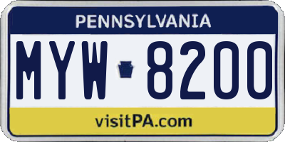 PA license plate MYW8200