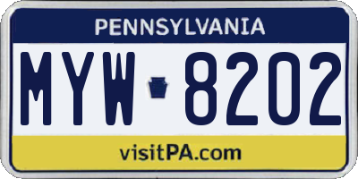 PA license plate MYW8202