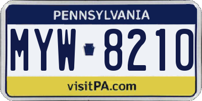 PA license plate MYW8210